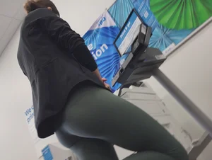 Green Lululemons Bent Over at Fedex