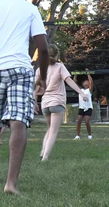 Nerdy blonde teen plays in tight short shorts