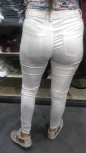 Latina with a nice ass in tight white jeans