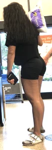 Spandex shorts Brunette at the pet shop