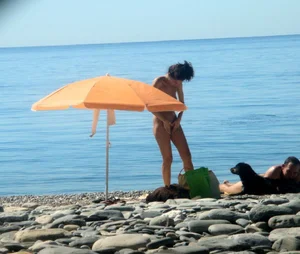 Nude beach and topless girls