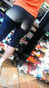 Big booty blonde checking out at a gas station