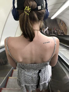 Sexy Masked Girl in a Dress Subway Creepshots Gallery - Slim Legs And Bony Back