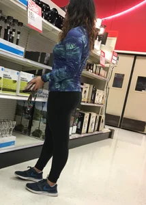 Brunette with glasses and nice ass shopping at Target in leggings