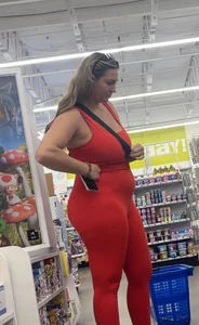 Busty PAWG Shows Off in Red 1 Piece OC