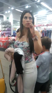 Latina with a nice ass in tight white jeans