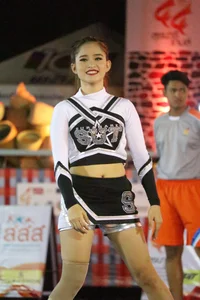 Bunch of athletic Thai cheerleaders at a competition