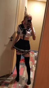 Hot Skinny Cosplayer Girl Selfie in the Mirror