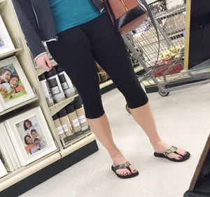Sexy lady shopping at Walmart in leggings