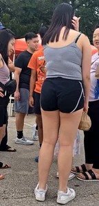 Busty asian with vpl