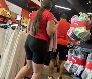 Thick Latina in black biker shorts (oc)