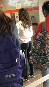 Fit butt in leggings in a cafe creepshots