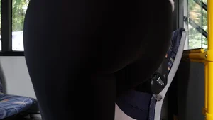 Sexy ass in leggings in a public bus closeups