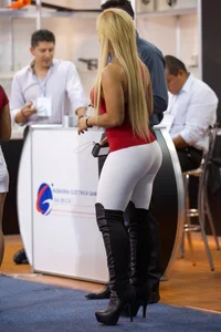 Sexy mature blonde girl in white leggings with a nice full booty and bonus brunette in skirt