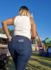 Big ass Ebony in tight jeans at carnival