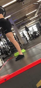 Blonde in tight bikers shorts squading
