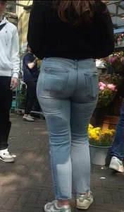 Various hot butts in tight jeans on the street and inside cafes, some teens too