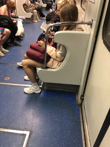 Girl in Shorts and White Socks Subway Train Candid - Hot Legs
