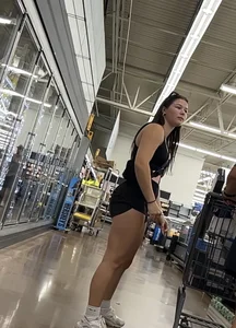 Cute college girl at Walmart in tight lulu shorts