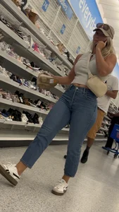 Blonde in jeans with beautifully shaped Ass!