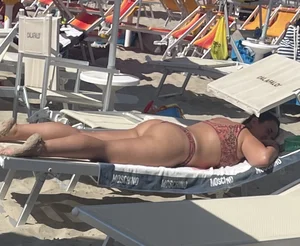 Girl sleeping in bikini with fat butt