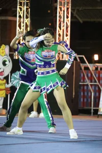 Bunch of athletic Thai cheerleaders at a competition