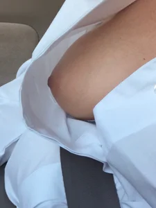 Braless wife showing her titties