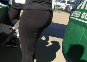 Dicks girl in leggings with an incredible ass