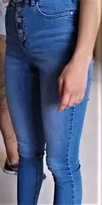 Skinny milf in tight jeans with vpl