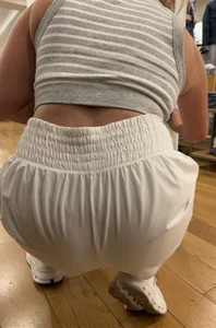 Blonde in white shorts squatting and cleaning (oc)
