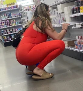 Busty PAWG Shows Off in Red 1 Piece OC