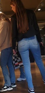 Various hot butts in tight jeans on the street and inside cafes, some teens too