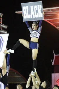 Bunch of athletic Thai cheerleaders at a competition