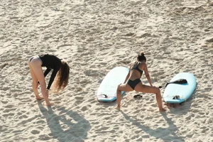 Some more of the girls rehearsing on the beach