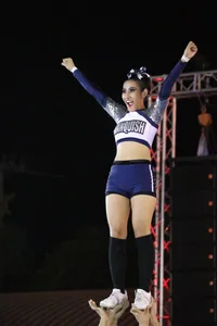Bunch of athletic Thai cheerleaders at a competition