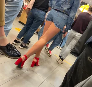 Girl in red shoes