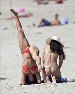 Sexy girls at the beach in thongs and bikinis with nice asses