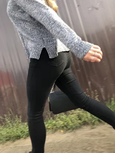 Blonde with Hot Booty and Legs in Tight Black Jeans Street Creepshot