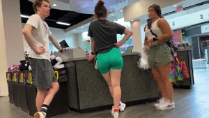Brunette in green bikers (NON OC)