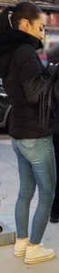 Pretty and slim in skinny blue jeans
