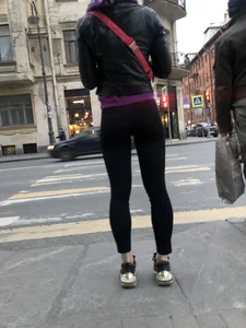 Sexy street candid girl in leggings