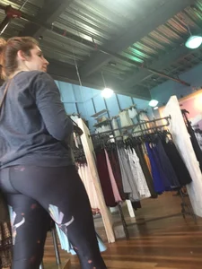 Cute Chubby Girl in Tights Store Candid Photos