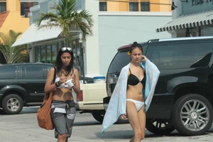 Sexy Florida beach bikini girls, some topless