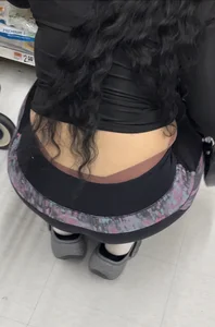 Thick mixed girl in leggings whaletail tease