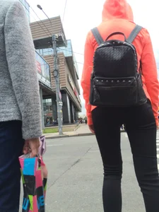 Girl in a Hoodie and Yoga Pants Public Bus and Crosswalk Ass And Crotch Closeup Photos Gallery