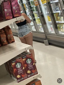Target PAWG with ass hanging out of jean shorts