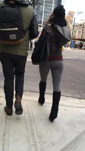 Girl in see through grey spandex showing her panties
