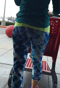 Target milf sexy in patterned leggings while shopping
