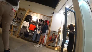 Not OC, big ass in tight gray shorts (VPL)