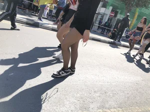 Carnival girls wearing pantyhose, spandex shorts, stockings, skirts and other outfits
